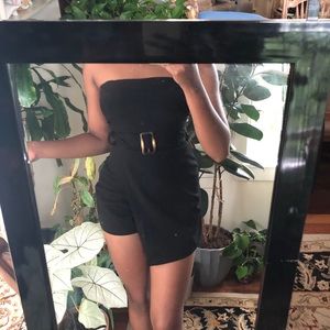 Black strapless romper
